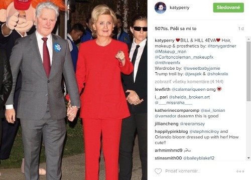 Herec Orlando Bloom a speváčka Katy Perry sa prezliekli za bývalého amerického prezidenta Billa Clintona a jeho manželku Hillary. Speváčka sa netají tým, že práve ju plánuje podporiť v blížiacich sa voľbách.  
