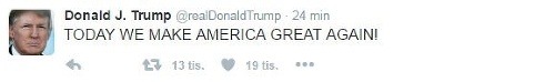Prvý dnešný Tweet Donalda