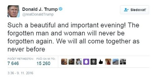 Prvý tweet Donalda Trumpa