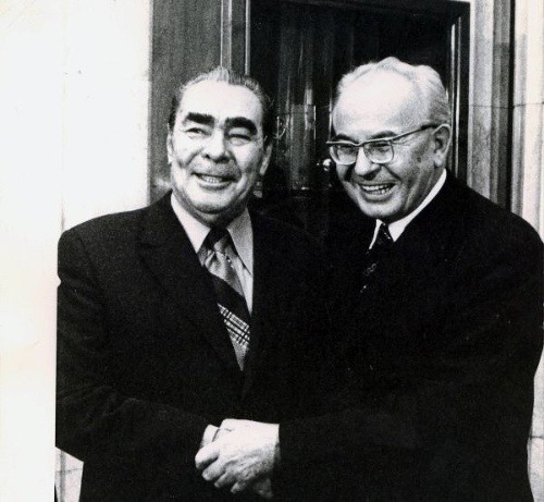 Gustav Husák s Leonidom Brežnevom.
