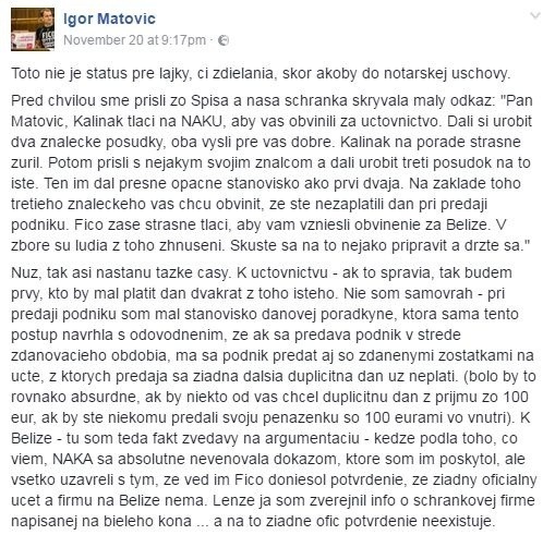 Status Igora Matoviča