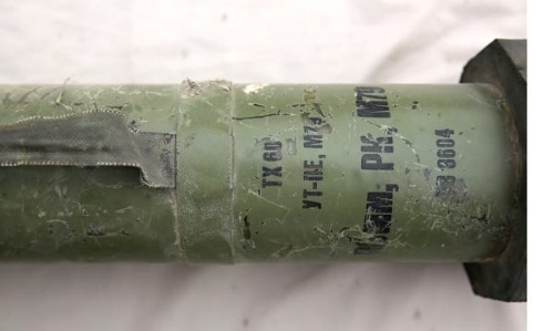 Raketa TB 8604 nájdená v Sýrii