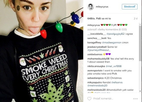Vianoce kontroverznej Miley Cyrus majú svojsku príchuť. 