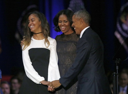 Barack Obama s manželkou Michelle a dcérou Maliou