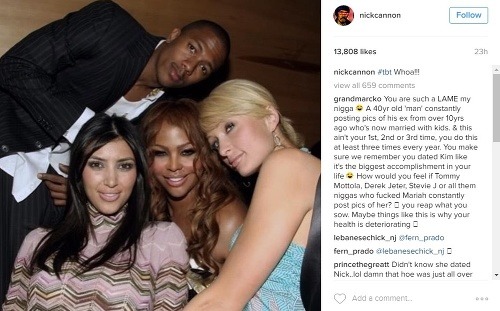 Nick Cannon zverejnil na instagrame fotku z roku 2006, keď randil s Kim Kardashian. 