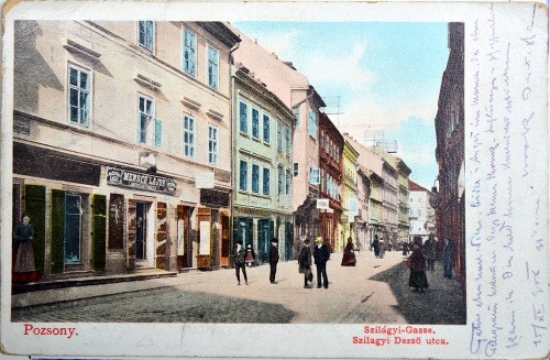 Panská ulica na pohľadnici odoslanej 15. decembra 1906 (poskytla A. Thallinger).