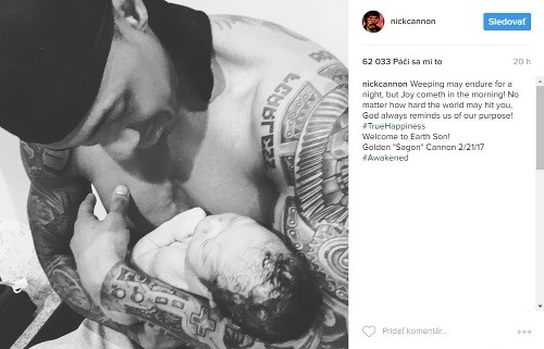 Nick Cannon sa novorodeným synčekom pochválil na sociálnej sieti Instagram.