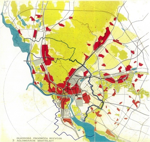 Dlhodobá prognóza rozvoja bratislavskej aglomerácie s jedným miliónom obyvateľov z roku 1972. 