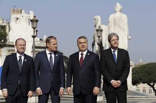 Joseph Muscat, Donald Tusk, Viktor Orban a Paolo Gentiloni