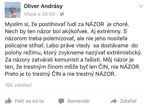 Inkriminovaný status Olivera Andrásyho