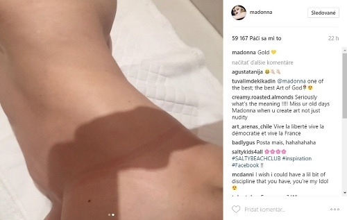 Madonna zverejnila na instagrame takúto fotku svojho nahého tela. 