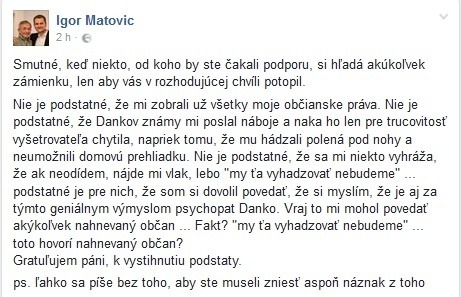 Kauza Matovičovej údajnej šikany: