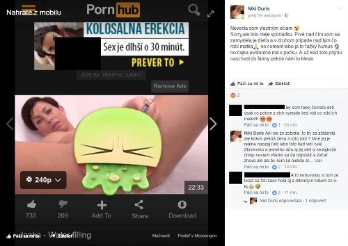 Exfarmárka Nikola Komorová na porno Jany Brezinovej upozornila na svojom Facebooku, kde sa nad zábermi pohoršila. Po pár minútach príspevok z profilu stiahla.