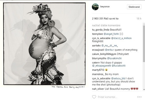 Beyoncé sa fotkami z tehotnskej párty pochválila na instagrame. 