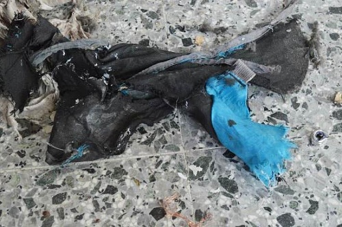 Časť ruksaka, v ktorom bola bomba uložená