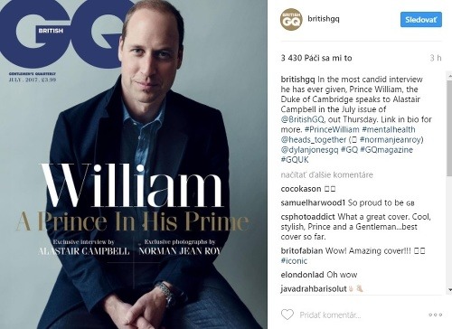 Princ William zdobí aktuálnu titulku magazínu GQ. 
