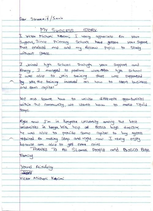 8.	Ďakovný list od Victora