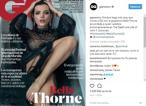 Bella Thorne ozdobila svojim sexepílom aktuálne vydanie magazínu GQ Mexico. Pohľad na jej kolená prezrádza, že jej požiadavke, aby neboli fotky retušované, vyhoveli.  