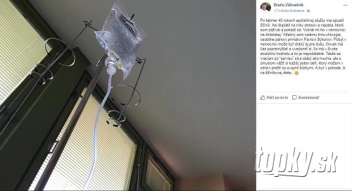 Braňo Záhradník informoval svojich priateľov na Facebooku, že sa nachádza v nemocnici.