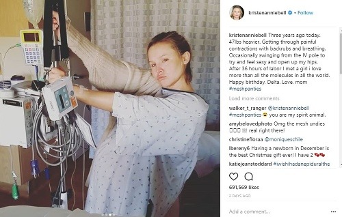 Kristen Bell zverejnila na instagrame aj fotky z pôrodnice. 