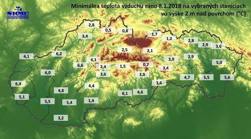 Počasie na Slovensku z 8.januára 2018