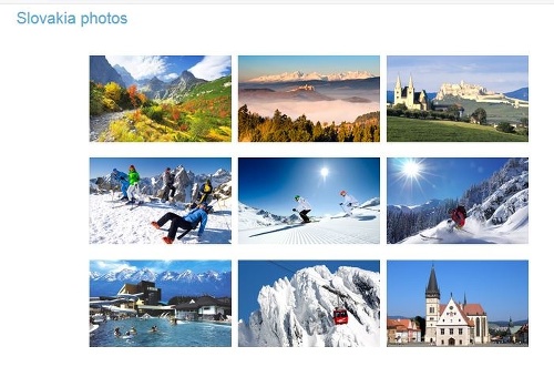 Na stránke nájdete aj galériu s obrázkami Slovenska.