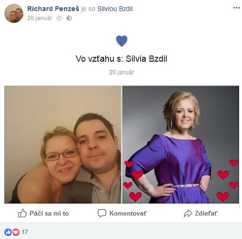 Silviin 29-ročný priateľ Richard sa na Facebooku pochválil, že tvoria pár.