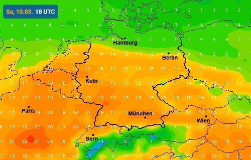 Takéto teploty predpovedá nemecký meteorologický portál Wetteronline na sobotu.