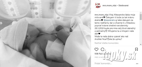 Nikola Komorová sa fotkou dcérky pochválila na sociálnej sieti Instagram.