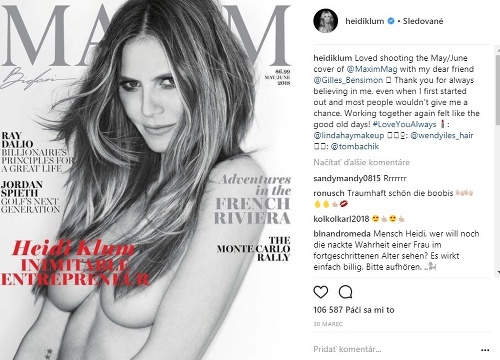 Heidi Klum ukázala prsia aj čitateľom časopisu Maxim. 