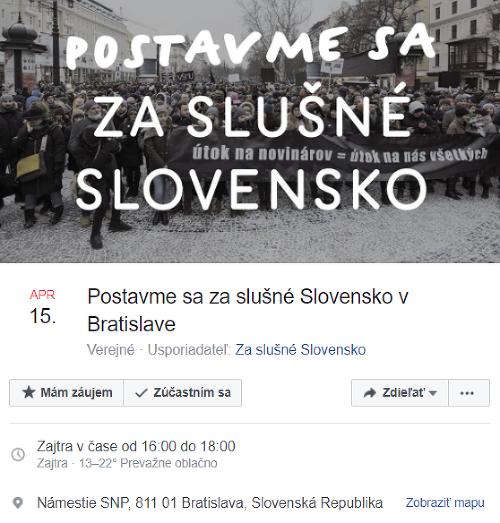 Zhromaždenie Za slušné Slovensko v Bratislave.