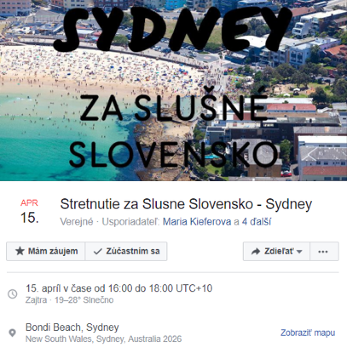 Zhromaždenie Za slušné Slovensko v Sydney.