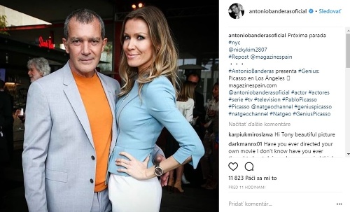 Antonio Banderas so svojou láskou Nicole Kimpel. 