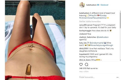 Kate Hudson sa na instagrame pochválila fotkou guľatého bruška. 