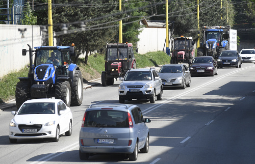 Protest traktoristov v Košiciach.