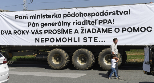 Protest traktoristov v Košiciach.
