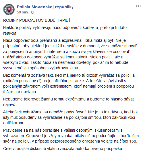 Admin stránky Polícia Slovenskej