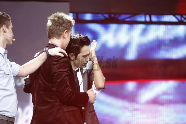 Jan Bendig a Denis Lacho tesne potom, ako moderátori oznámili, že v šou končí Bratislavčan.