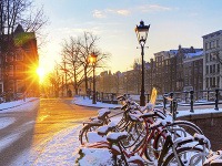 Amsterdam v zime, Holandsko Amsterdam v zime, Holandsko