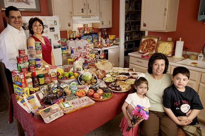 Rodina z Texasu z USA minie na jedlo 242 dolárov za týždeň.