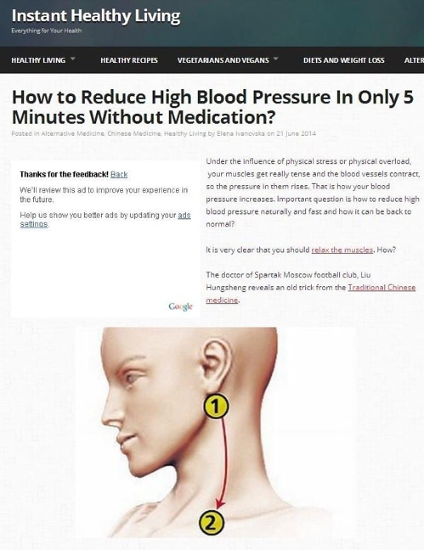 Znížte si vysoký krvný tlak jednoduchým spôsobom! (screenshot Instanthealthyliving.com)