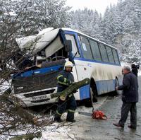 Autobus zišiel z cesty a narazil do stromu.