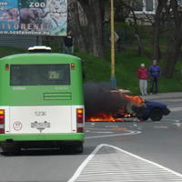 Vodič  i  spolujazdec  našťastie stihli z auta vystúpiť.