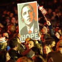 Priaznivci Baracka Obamu v San Franciscu