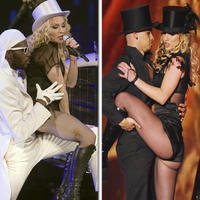 Madonna (naľavo) a jej verná kópia Britney Spears