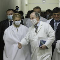 Ukrajinská premiérka Julia Tymošenková na návšteve nemocnice