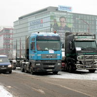 Blokáda kamiónov v Bratislave.