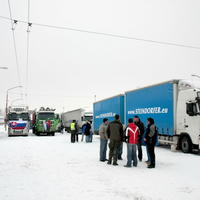 Dopravcovia počas blokády na Rožňavskej ulici
