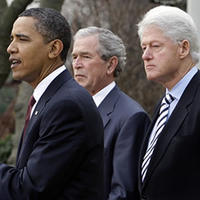Barack Obama, George Bush a Bill Clinton