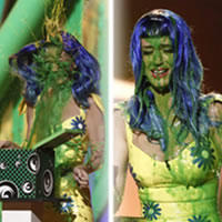 Katy Perry ostriekaná zeleným slizom